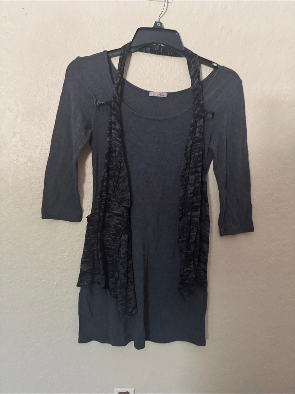 Women's Charcoal Layered Mini Dress with Vest